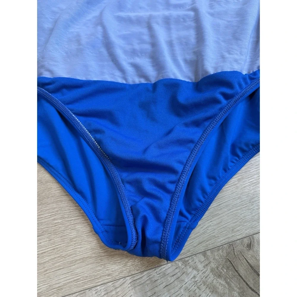 EUC Lauren Ralph Lauren‎ Ruffle Underwire Blue One Piece Tummy Ruched  Size 16